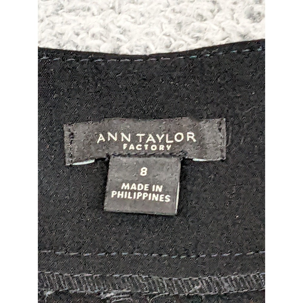 Ann Taylor Factory Size 8 32x27 Black Career Dress Pants Flare Wide Stretch EUC - Picture 4 of 11